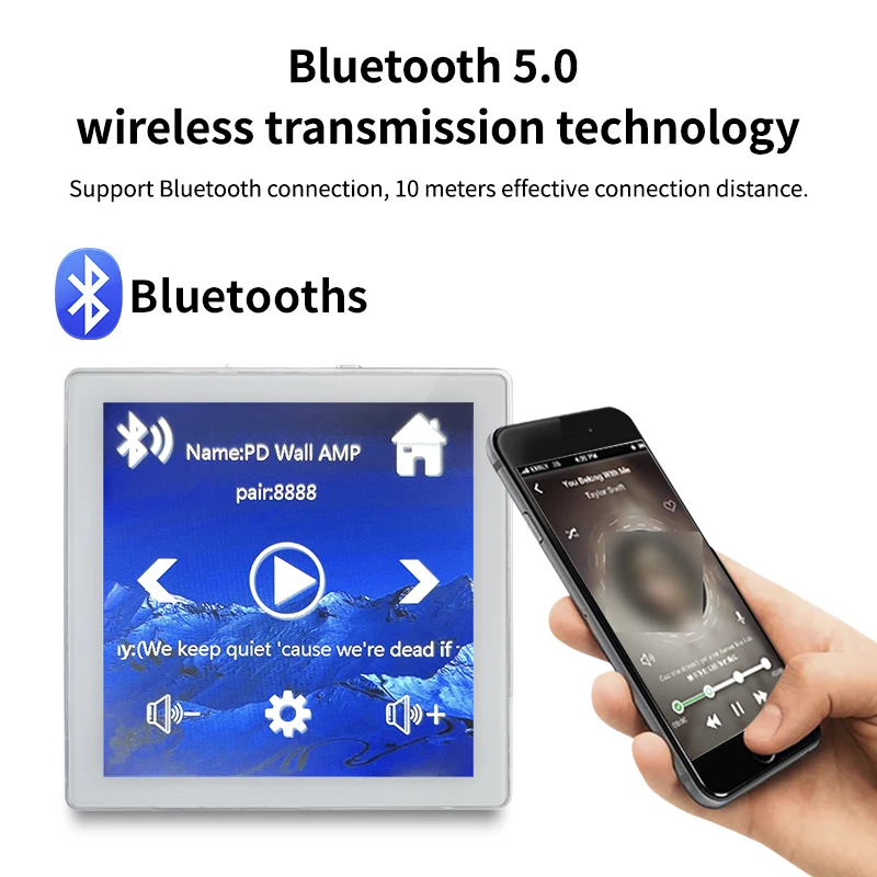4 אינץ ' 25W אלחוטית Bluetooth קיר אודיו מגבר 2-4 דרך 6-שפה קולנוע ביתי סטריאו עם מסך מגע מוסיקה מגבר מערכת - 2