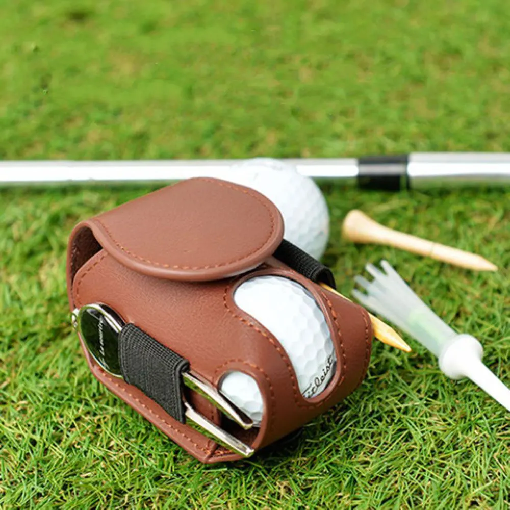 מיני כיס עור כדור גולף אחסון כיס גולף נייד המותניים מחזיק תיק מיני גולף כדור מיכל המותניים שקית אחסון - 2
