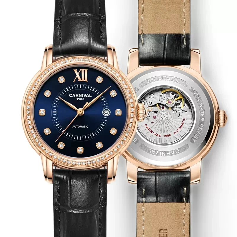 קרנבל אופנה חדשה זירקון חיוג אוטומטי מכאני שעון נשים מזדמן לצפות Relojes Mujer נשים שעוני יד שמלת ילדה השעון - 2