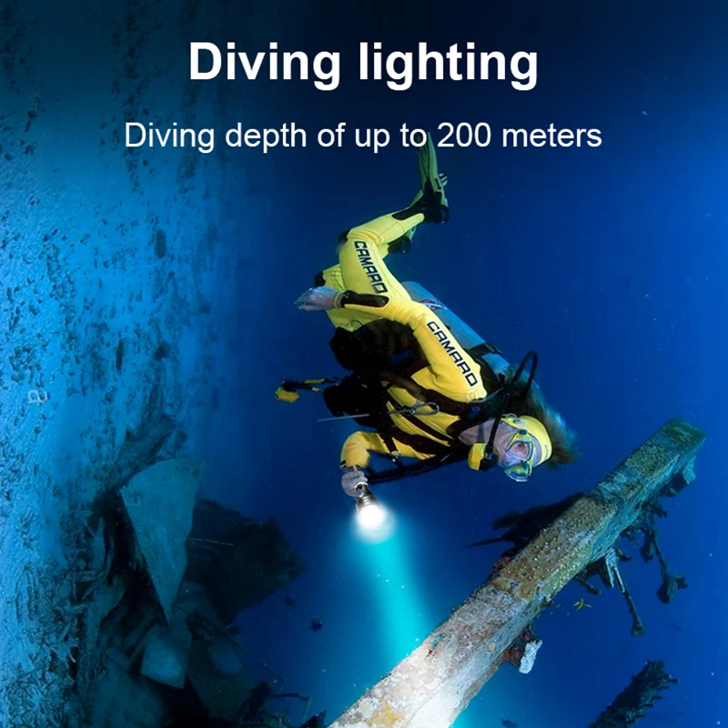 סופר 8000LM צלילה פנס XHP120 LED בהירה במיוחד מתחת למים אור חזק צלילה לפיד IPX8 צלילה עמיד למים פנס - 2