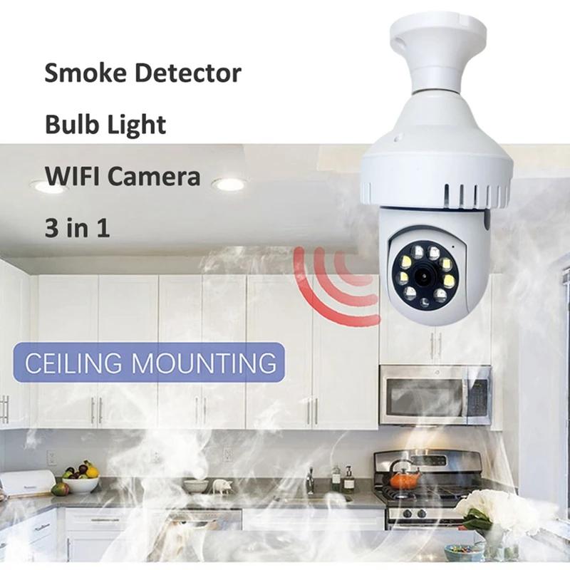 הקמעונאי 2MP הנורה ניטור גלאי עשן, מצלמה לראיית לילה מלא צבע רשת צג HD אבטחה מקורה צג המצלמה. - 2