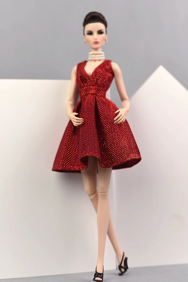 שמלות בובת ייחודי האדום בשמלת ערב להגדיר עבור 29cm בובות שמלות ערב בגדי 1/6 BJD בובה מתנה בובה אביזרים - 2