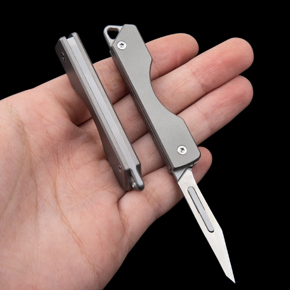חדש סגסוגת טיטניום אזמל סכין מתקפלת סכין בכיס מס ' 11 כירורגית להב חד, סכין חיתוך מפתח סכין נייד קטן כלי - 2