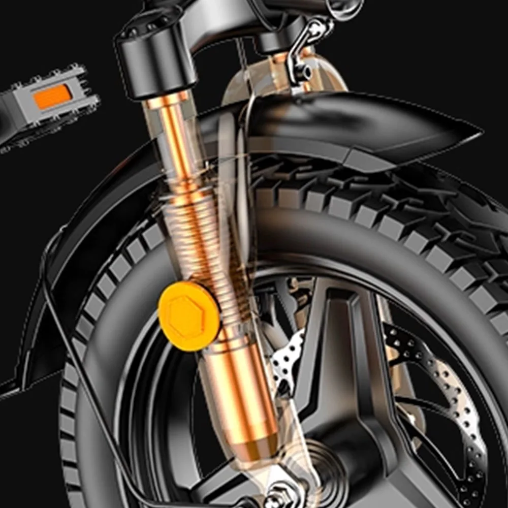 14 אינץ אופניים חשמליים קדמי ואחורי דיסק ברקס של אופניים חשמליים 48v מתקפל סוללת ליתיום סגסוגת אלומיניום מסגרת - 3