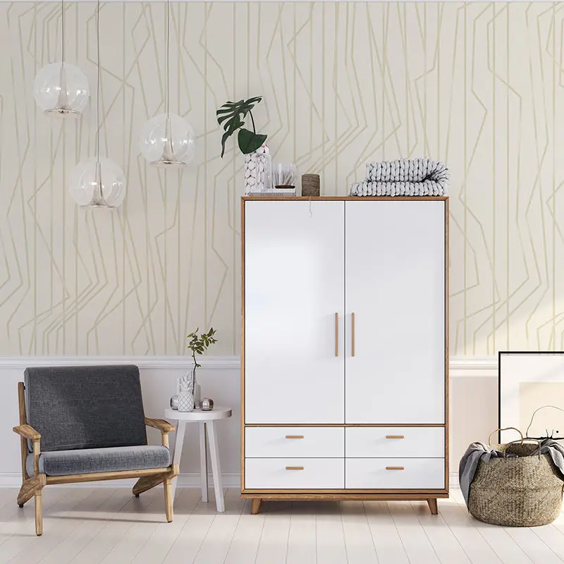 אופנה שמנת-לבן עקומת פס טפט 3d קו מודרני מינימליסטי חדר מגורים חדר שינה טלוויזיה רקע קיר בעיצוב קיר נייר - 3
