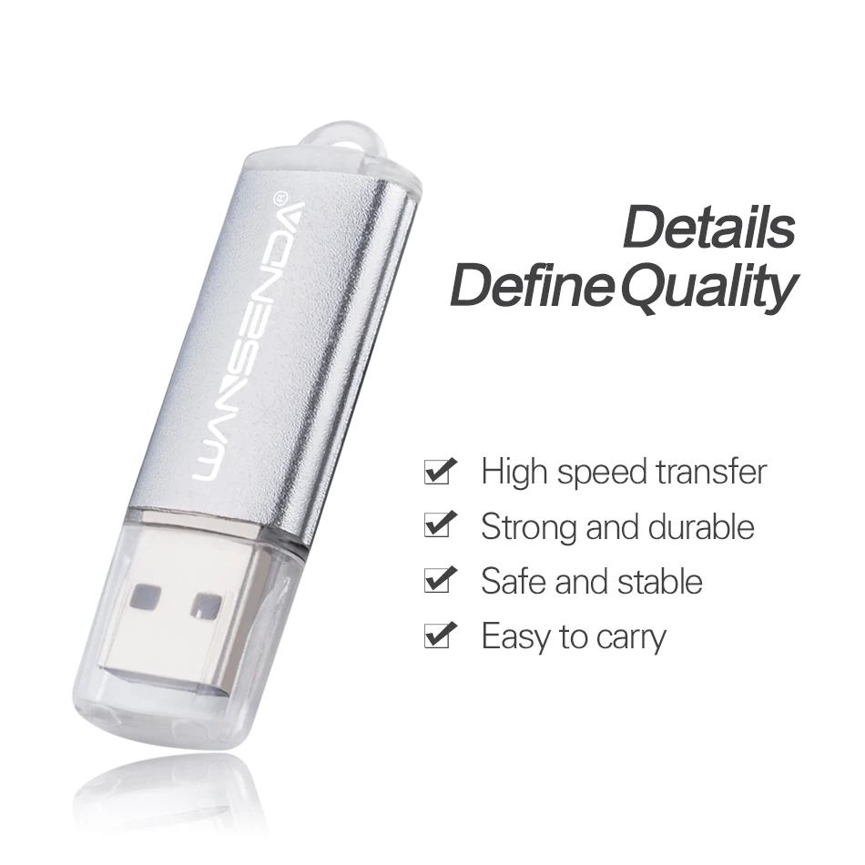 WANSENDA נייד USB Flash Drive כונן עט 8GB 16GB 32GB 64GB אמיתי קיבולת Pendrive 128GB 256GB מתכת מקל זיכרון דיסק U - 3
