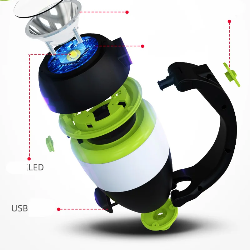 נייד קמפינג מנורה Multi-פונקצית פנס LED נטענת USB אור קמפינג מנורה חיצונית הליכה הביתה מנורת שולחן כוח הבנק - 3