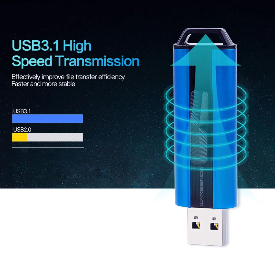 WANSENDA מתכת, כונן הבזק מסוג USB כונן עט 512GB 256GB 128GB 64GB 32GB 16GB מהירות גבוהה Pendrive מקל זיכרון USB 3.0 - 3
