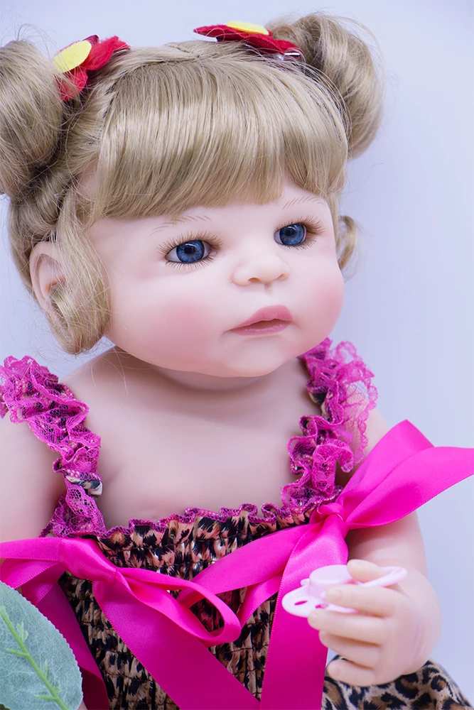 55cm Bebes צעצוע מחדש בובת סיליקון מחדש את הבובה חמוד אמיתי רך שיער בלונדיני הפעוט הנסיכה Bonecas ילדה מתנה צעצוע - 3