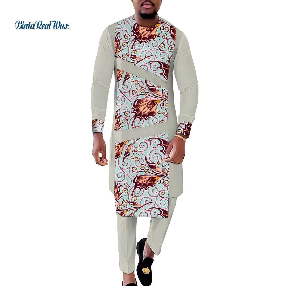 אפריקה שני חלקים תלבושות עבור אנשים שמציירים Africaines גלימות גודל פלוס חולצות מכנסיים שבט אפריקאי שמלות מודרניות WYN1742 - 3