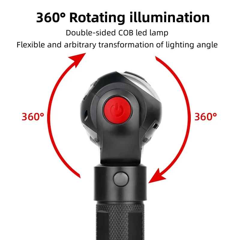 סיבוב 360° קלח LED אור 7 מצבי תאורה 500Lumen T6 Led פנס לפיד מנורת פנס נטענת USB מגנטי להפעיל את האורות. - 3