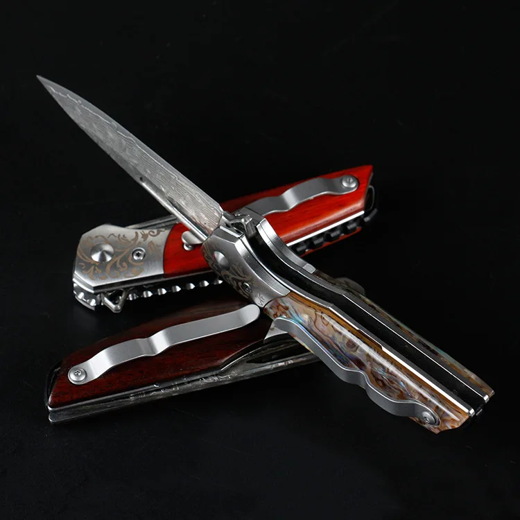 משלוח חינם חד דמשק פלדה, נפחות קמפינג כלי אולר שלושה סוגים של ידיות חיצוניות הגנה עצמית הסכין - 3