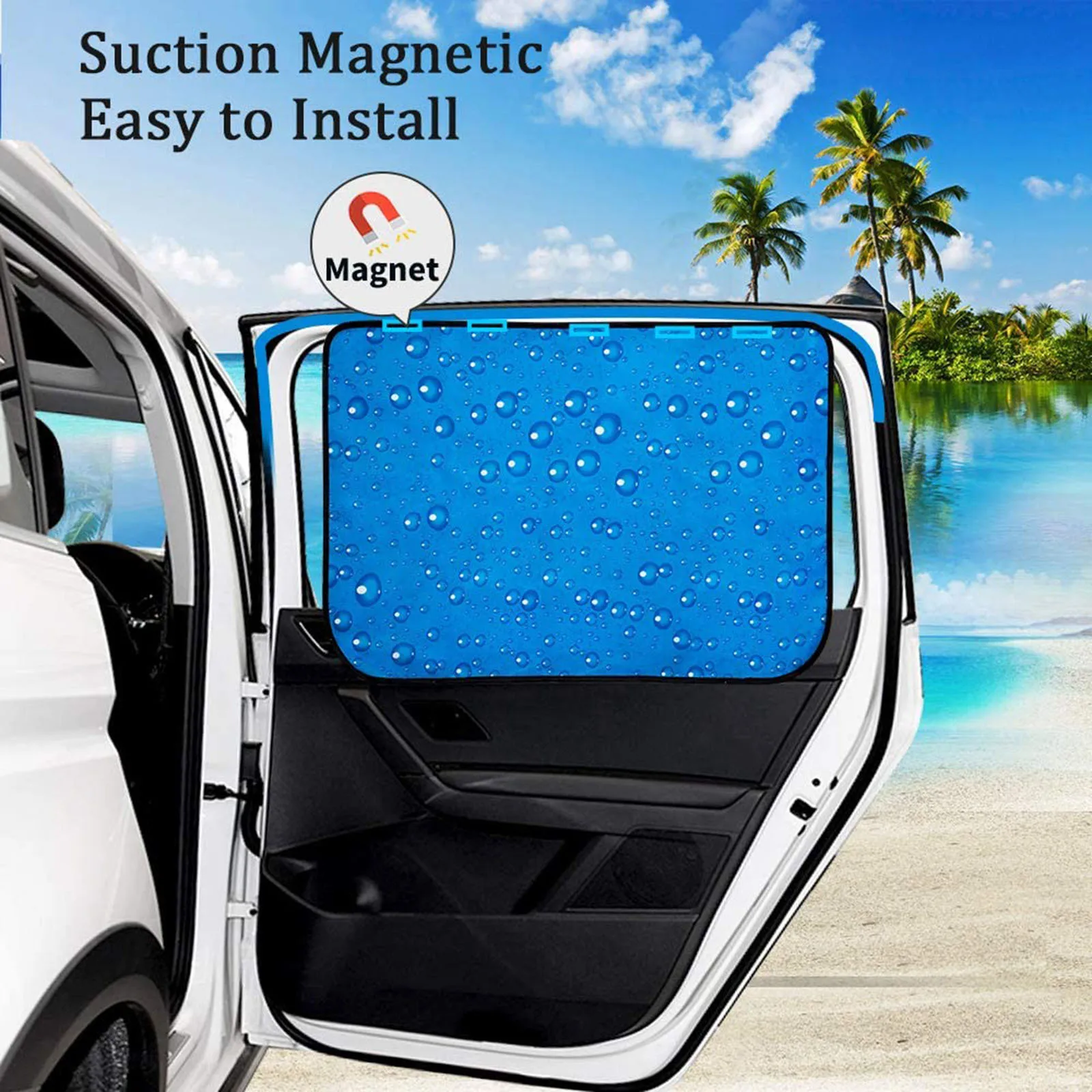 4-חבילת אנטי UV רכב מגנטי החלון בצד שמשיה צל Premium נשלף - 3