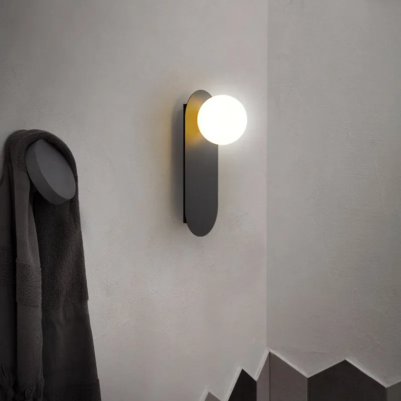 נורדי LED מנורת קיר זכוכית מינימליסטי כתום פמוטי קיר חדר השינה, הסלון למסדרון קישוט אסתטי גופי תאורה - 3