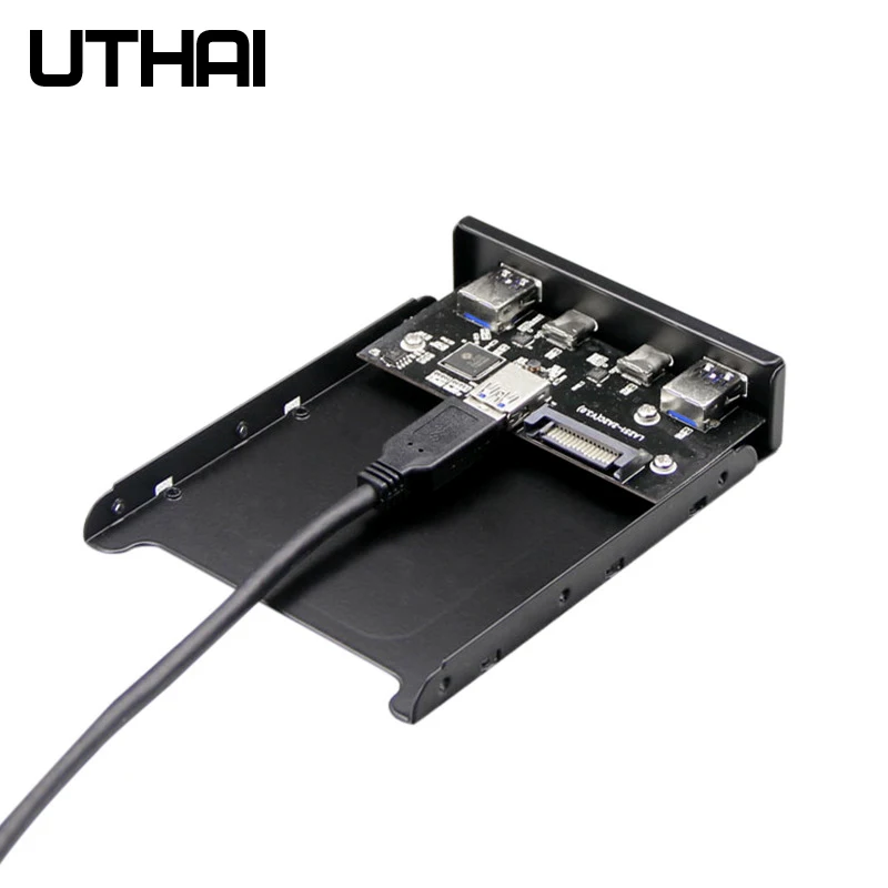 UTHAI G07 4 יציאות מרובות מסוג C-USB 2.0 USB 3.0 Hub סוגר מתאם עבור שולחן העבודה תקליטונים 3.5 אינץ ' ספליטר קדמי לוח קומבו - 3