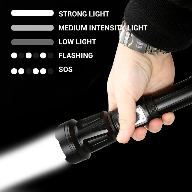XHP360 לפיד 26650 סוללות כוח הבנק FlashlightsTactical אור חיצונית חזקה 15000000 Lumens עבודה זרם פנס קמפינג - 3