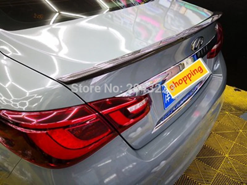 סגנון רכב באיכות גבוהה סיבי פחמן הם חומר האחורי ספוילר זנב תא המטען האגף האחורי מפזר הפגוש עבור אינפיניטי Q70 Q70L 2013-2017 - 3