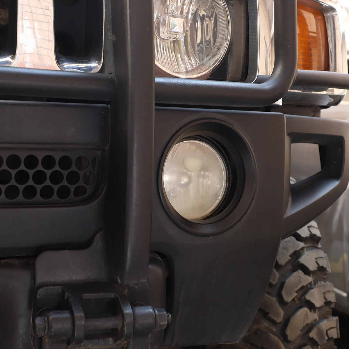 על האמר H3 2005-2009 ABS בהיר/שחור מט לרכב לפני אור ערפל מסגרת המנורה טבעת כיסוי לקצץ מדבקה אביזרי רכב - 3