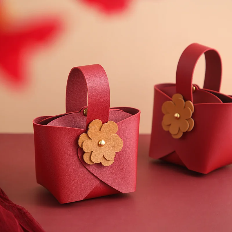50PCS החתונה ממתק קופסה עם פרח עור בשקית מתנה עם כף היד החתונה אספקה ממתקים אריזות שקיות קטנות, קופסאות למתנות - 3