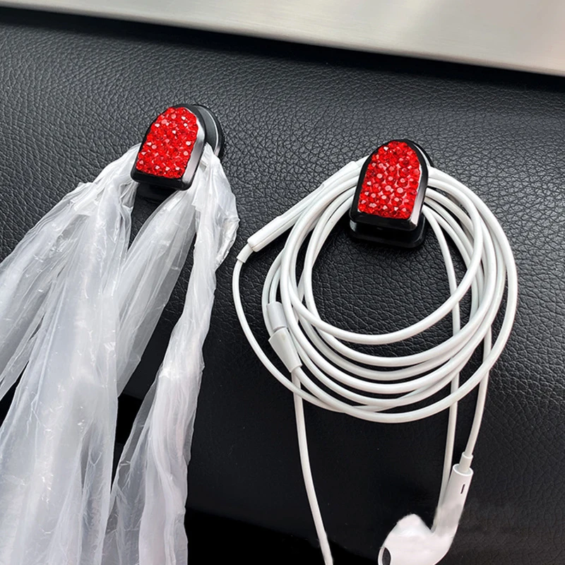 קריסטל ריינסטון המכונית וו תלייה מחזיק תיק קישוטים ווים יצירתי מיני בלינג וו לרכב אוטומטי הפנים אביזרי קישוט - 3