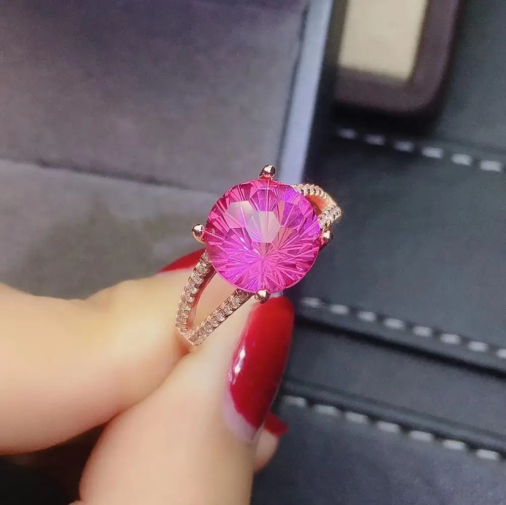 KJJEAXCMY בסדר תכשיטים טבעי ורוד טופז 925 כסף סטרלינג חן נשים טבעת תמיכה מבחן פופולרי למכור חם - 3
