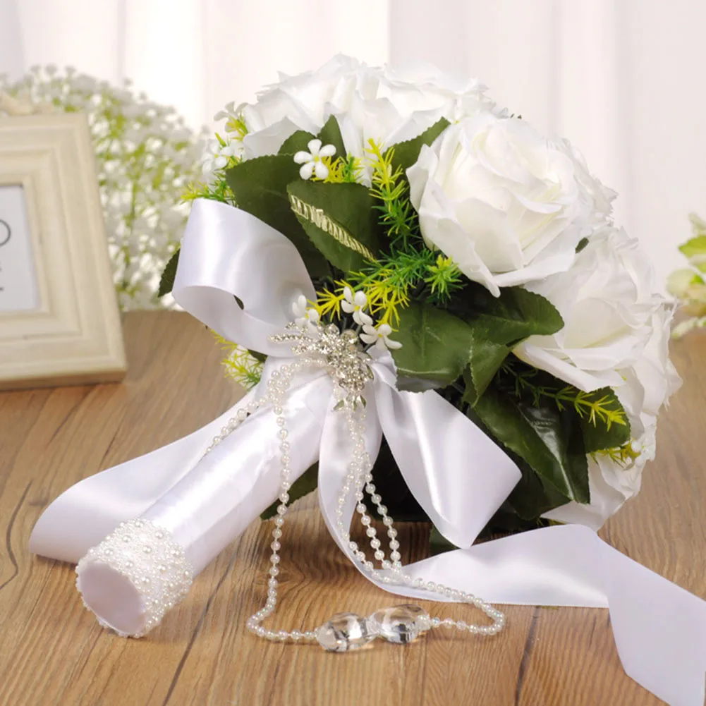 מחזיק פרחים מלאכותיים רוז זר חתונה לבן שמפניה שמלת שושבינה מסיבת הכלולות הכלה, Mariage ניחוח - 3