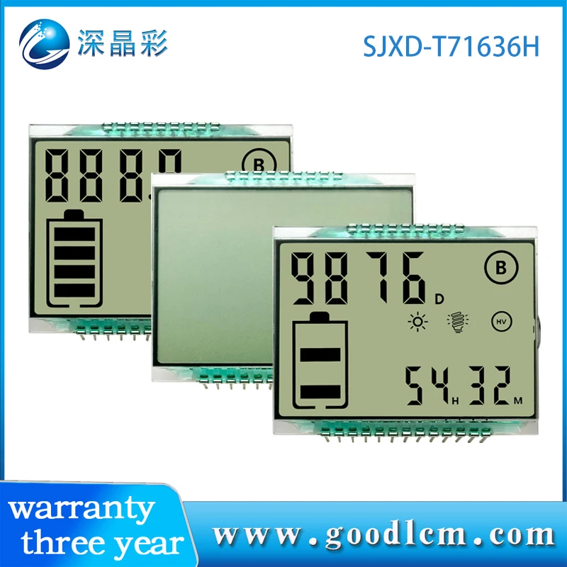 T71636H אחסון אנרגיה שבורה קוד LCD מסך TN חיובי 3.0 v lcd 7 בצבע אחד מותאם אישית מגזר תצוגת lcd - 3