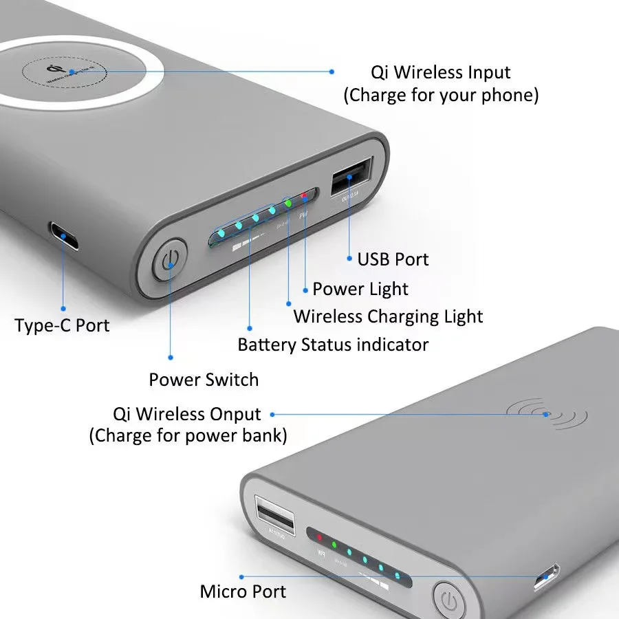 כוח אלחוטי בנק טעינה מהירה 100000mAh נייד תצוגת LED חיצוני סוללה עבור HTC PowerBank - 3