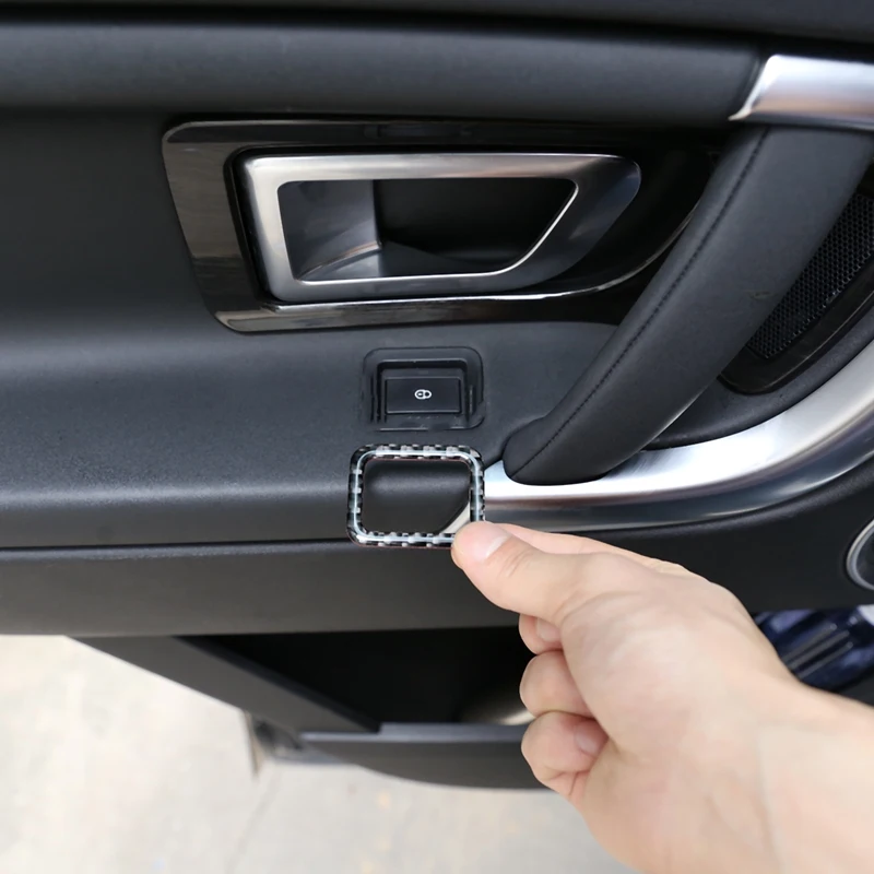 חדש-עבור לנד רובר דיסקברי ספורט 2015-2019 סיבי פחמן ABS דלת נעילת כפתור בורר לוח לקצץ כיסוי מדבקה - 3
