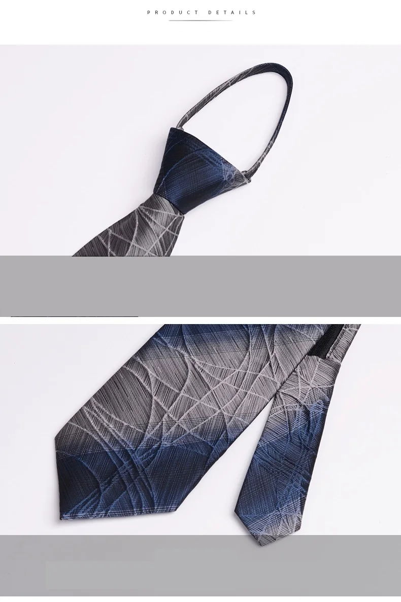 2020 מעצב אופנה חדשה 8cm עניבות לגברים כחול אפור הדרגתי רוכסן עניבות מסיבת חתונה רשמית חליפת עסקים עם קופסא מתנה - 3