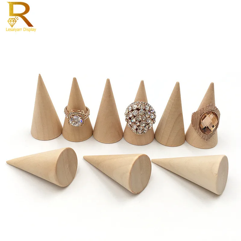 5Pcs/Set עץ חרוט יצירתי טבעת מחזיק טבעת ארגונית תכשיטים מחזיק תצוגת הטבעת כלי תצוגה תכשיטים אחסון ציוד - 3