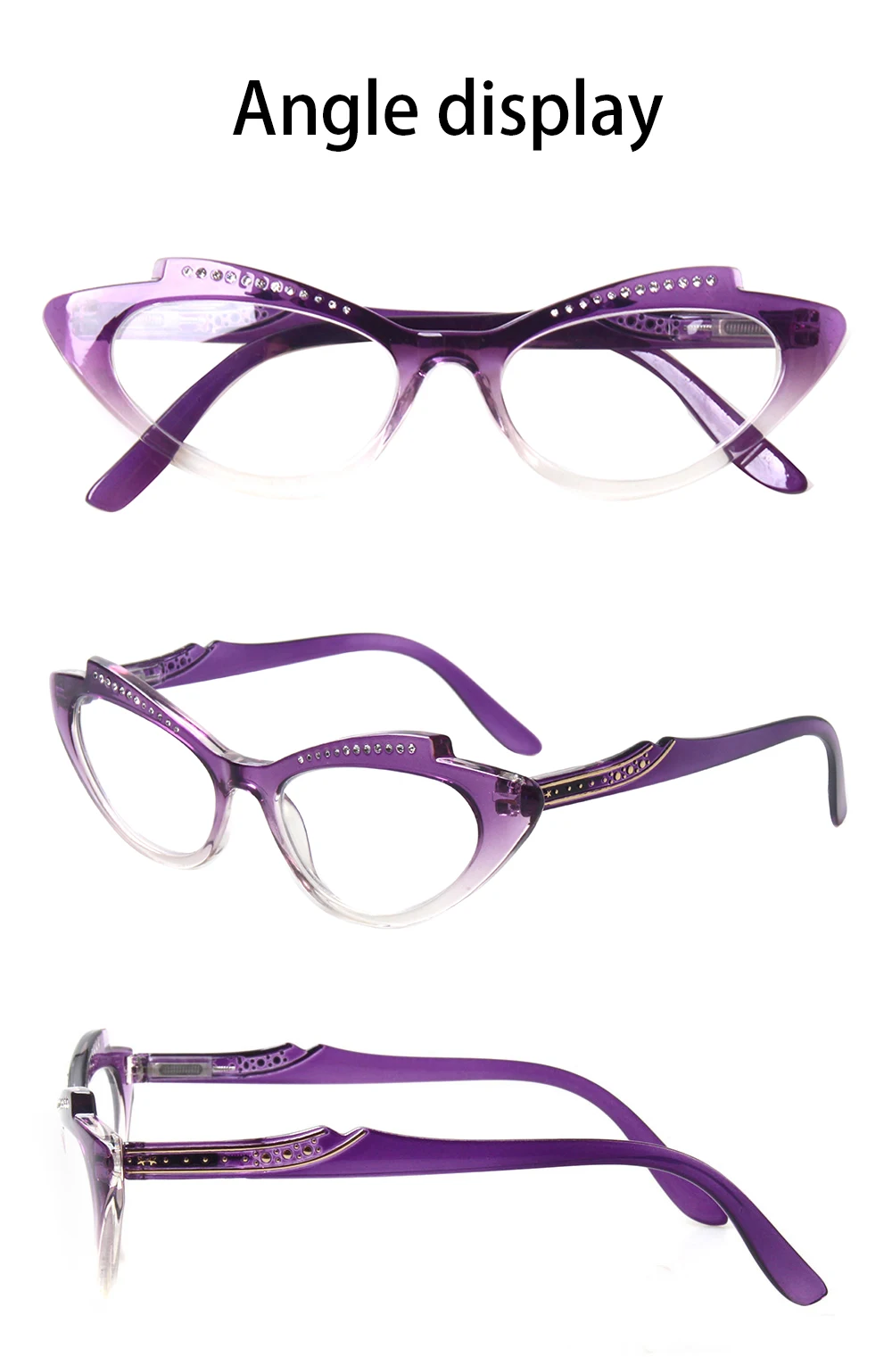 Boncamor משקפי קריאה האביב ציר נשים עין חתול דקורטיביים משקפיים HD מרשם הקורא Eyewear 0~600 - 3