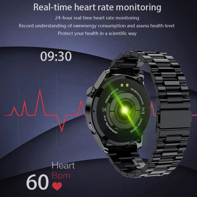 2023 החדש Bluetooth לקרוא שעון חכם גברים מגע מלא ספורט כושר שעונים עמיד למים קצב לב פלדה בנד שעון חכם אנדרואיד IOS - 3