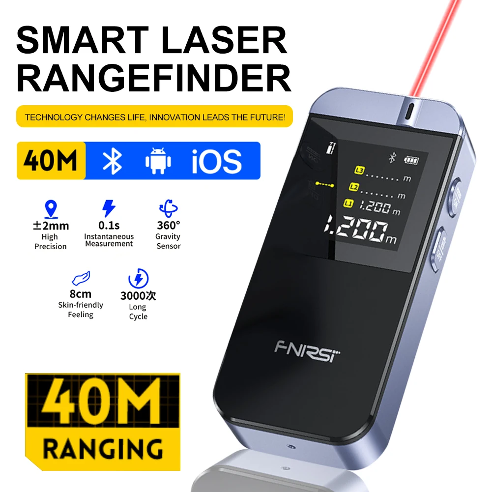 FNIRSI IR40 חכם לייזר למדוד מרחק 40 לייזר מדידה דיגיטלי מד מרחק אפליקציה חכמה דיגיטלי מדויק מד טווח - 3
