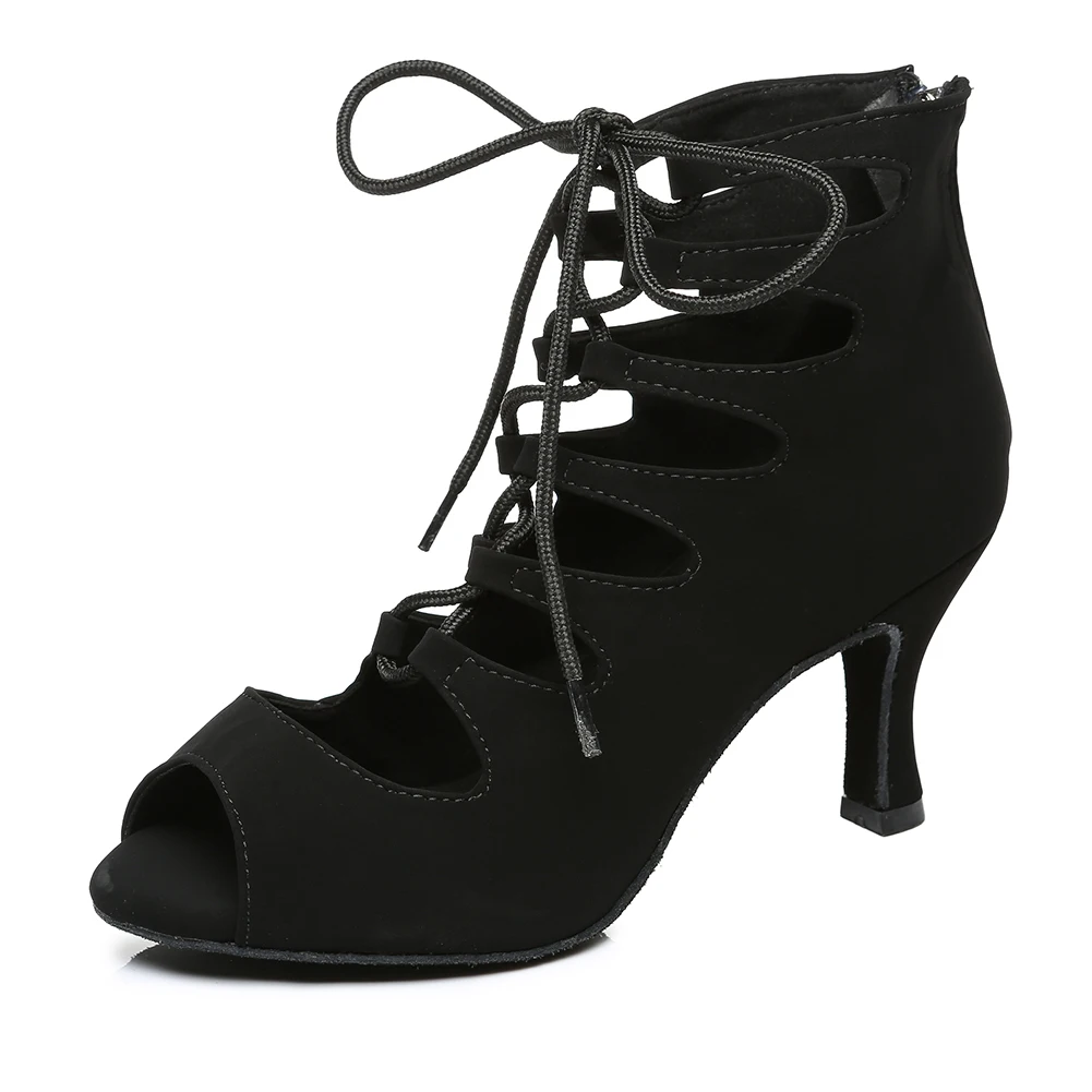 DKZSYIM סגול/שחור הלטינית נעלי ריקוד סלוניים נשים טנגו/סלסה מגפיים פתוח הבוהן העליון גבוהה נעלי ריקוד עקבים 6-10 ס 