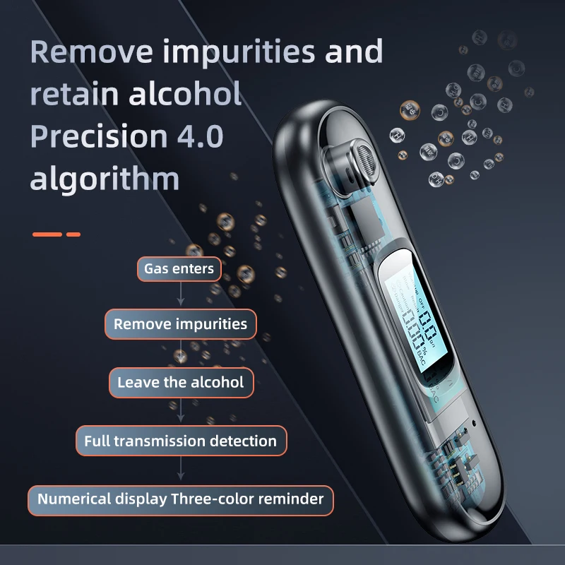 נייד ללא מגע אלכוהול טסטר המכשיר לבדיקת שכרות נטענת עם מסך LED דיגיטלי לתצוגה אוטומטית נשימה בדיקת אלכוהול - 3