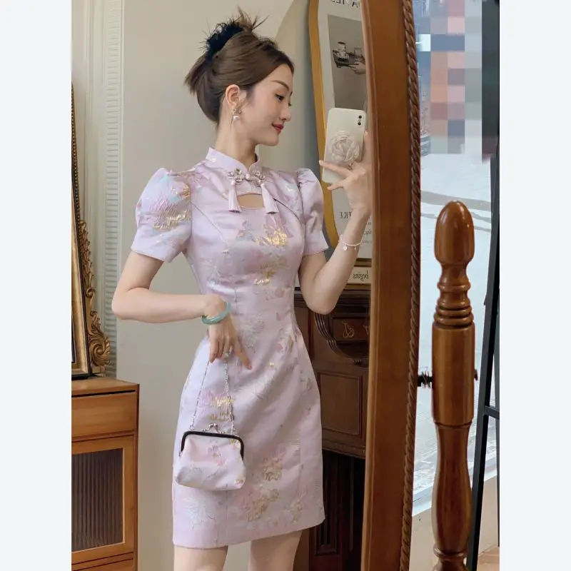 2023 אלגנטי מסורתי סיני שמלת טמפרמנט מפורסמים שונה Cheongsam Kawaii חמוד צרפתית השמלה - 3