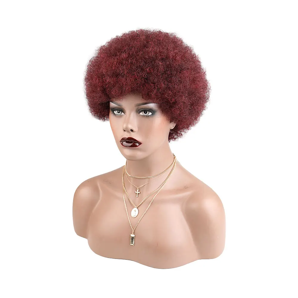 ברי אפרו מסולסל פאות עבור נשים שחורות 8 אינץ ' שחור גדול מתנפח רך טבעי פיות לחתוך אדם שיער פאה יומי המפלגה Cosplay - 3