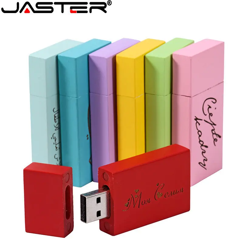 ג ' סטר עץ צבעונית עט כונן 128GB USB 2.0 Flash Drive 64GB חינם מותאם אישית לוגו 32GB USB 16GB 8GB מתנה יצירתית מקל USB - 3
