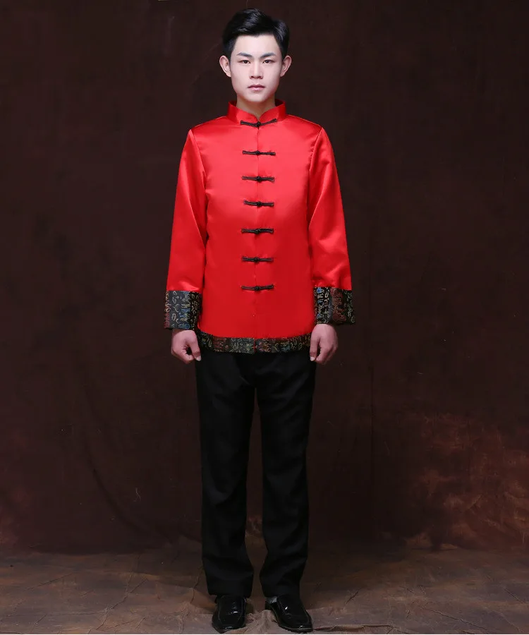הסינית האדומה החתונה החתן ' קט גבר טוניקה טאנג תחפושת סינית מסורתית להתלבש הדרקון גברים Cheongsam העליון תחפושת 90 - 3