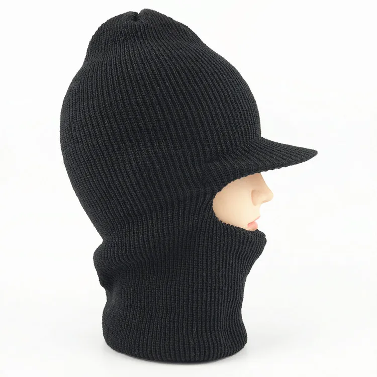 בחורף סרוג כובע גברים חורף כובע עם שוליים המושך את העין הכובע חיצוני לרכב להתחמם אופנה כובע סרוג צעיף מסכת כמוסות - 3
