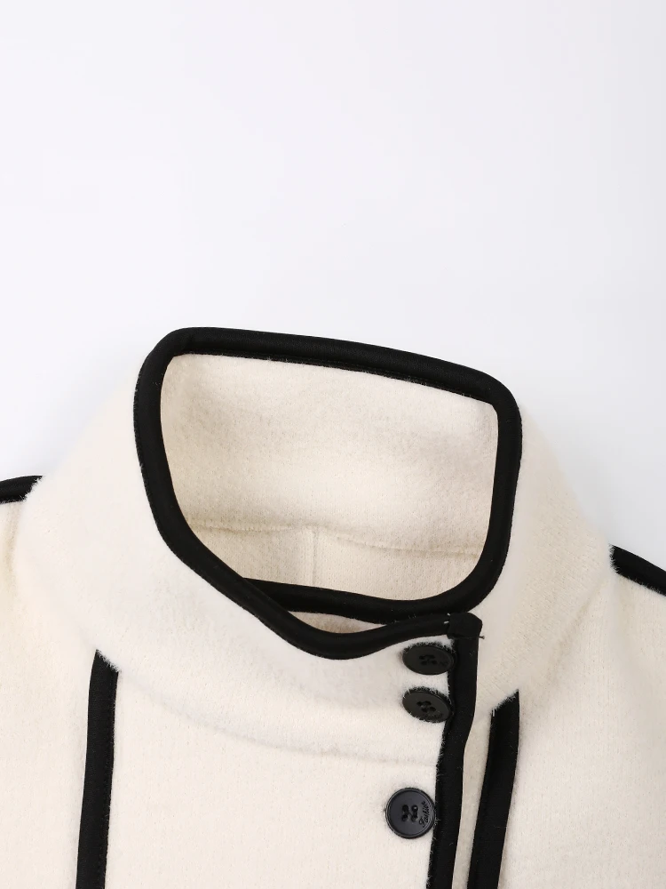 [ידה] רופף צבע בז '-לחסום גודל גדול חם ' קט חדש לעמוד צווארון שרוול ארוך לנשים המעיל אופנה האביב הסתיו 2023 1DF158700 - 3