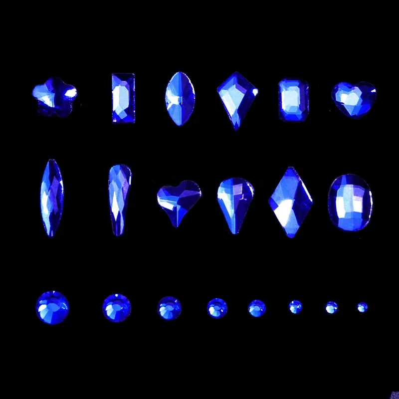 1Box מעורב מבריק כחול קריסטל 3D אמנות ציפורן ריינסטון קישוטי יהלומים תכשיטי זכוכית מניקור עיצוב אביזרים אספקת - 3