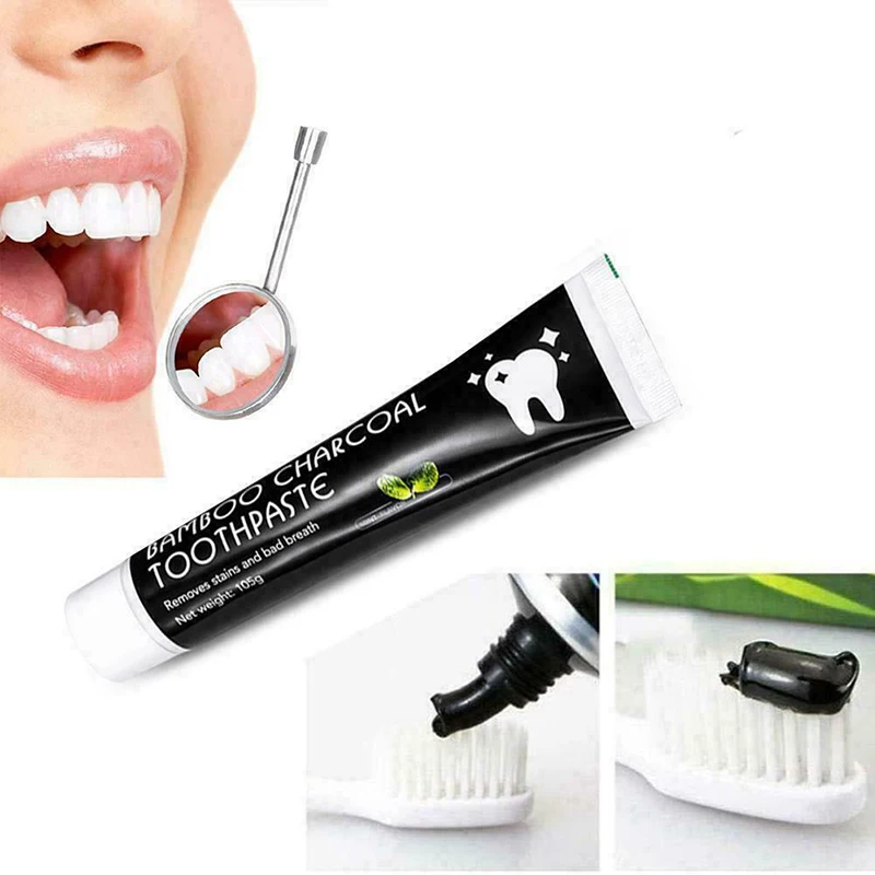 2019 פחם במבוק משחת שיניים הלבנת שיניים שחורות מסיר כתמי השן אכפת לי - 3