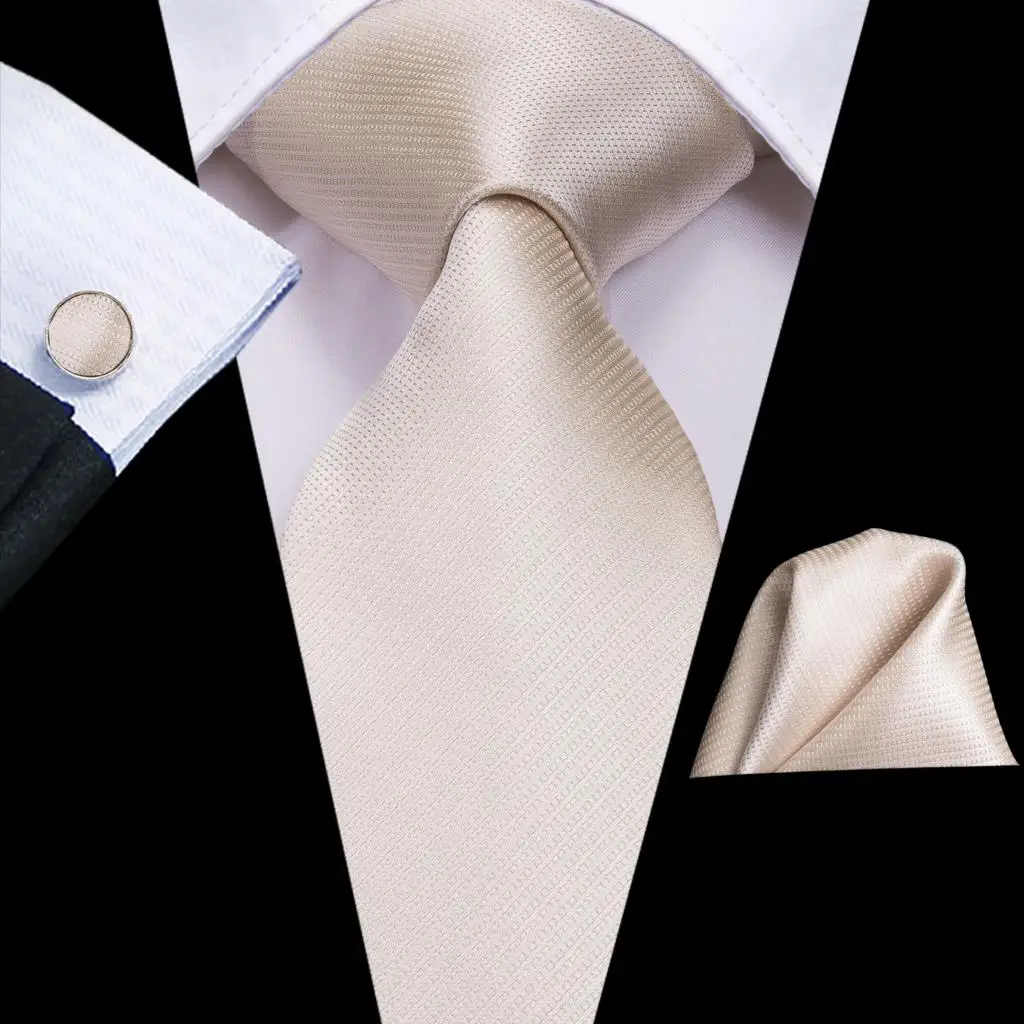 היי-תקשור שמפניה שנהב פרחוני מוצק משי עיצוב חתונה עניבה לגברים איכות הנקי חפתים אופנה Nicktie עסקים Dropshipping - 3