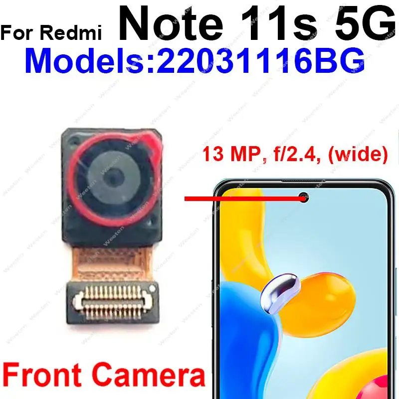 קדמי אחורי מצלמה ראשית Xiaomi Redmi הערה 11S 4G 11S 5G חזרה לפני Selfie קטן מול המצלמה גדול להגמיש כבלים חלקים - 3