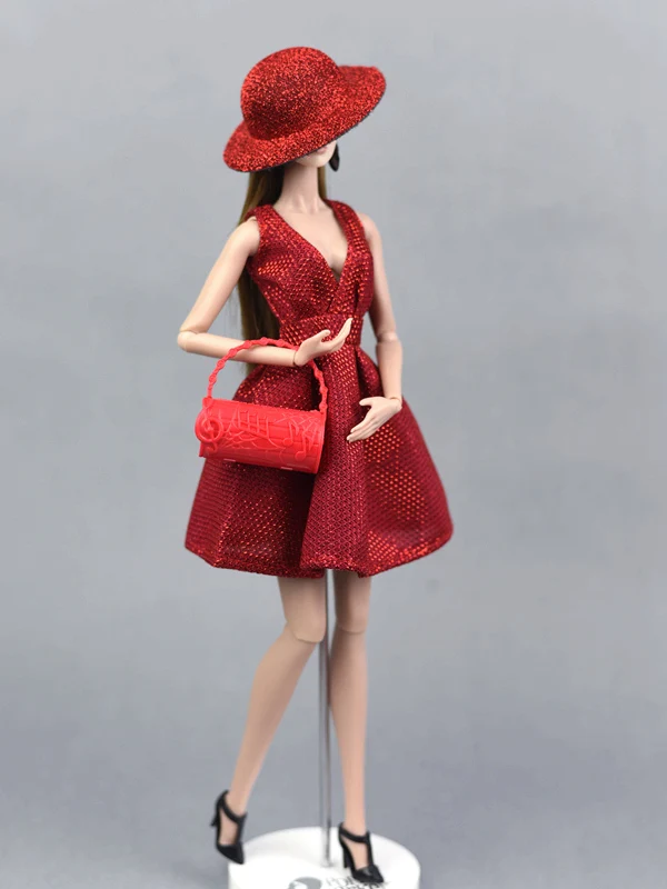 שמלות בובת ייחודי האדום בשמלת ערב להגדיר עבור 29cm בובות שמלות ערב בגדי 1/6 BJD בובה מתנה בובה אביזרים - 3