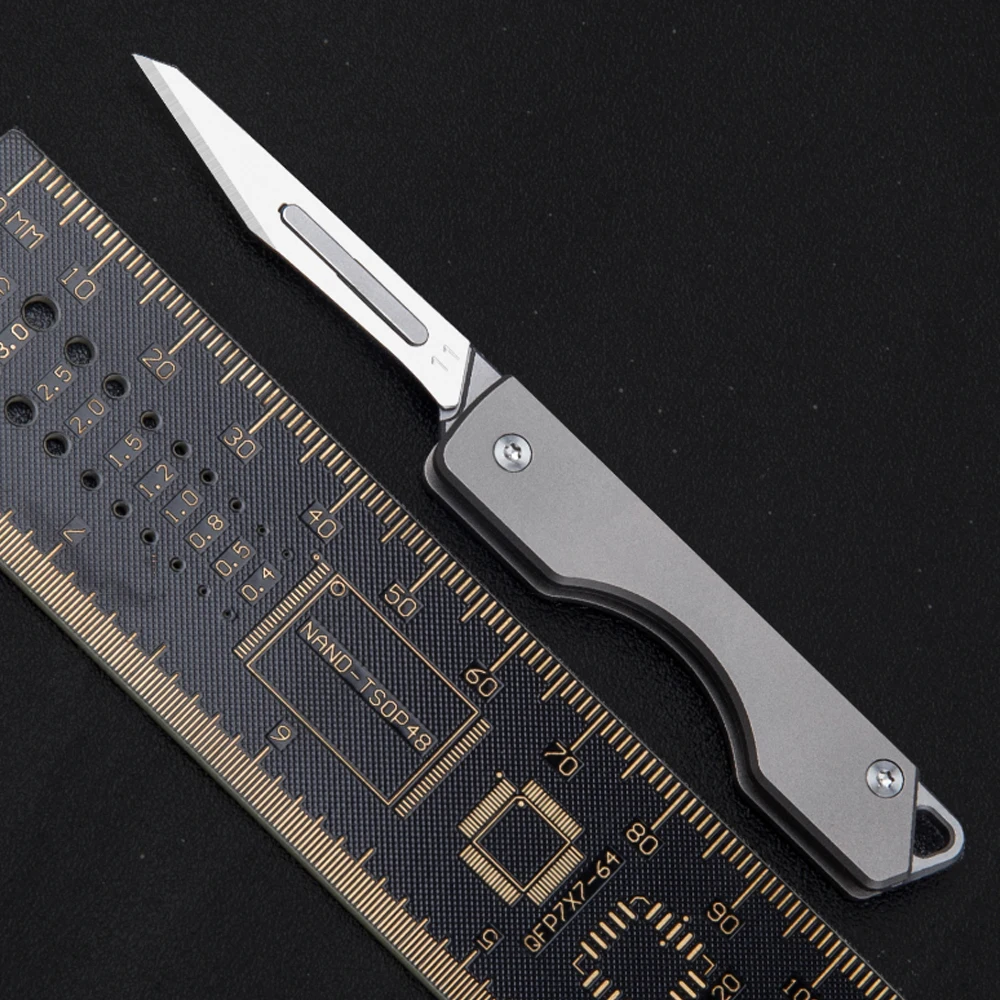 חדש סגסוגת טיטניום אזמל סכין מתקפלת סכין בכיס מס ' 11 כירורגית להב חד, סכין חיתוך מפתח סכין נייד קטן כלי - 3