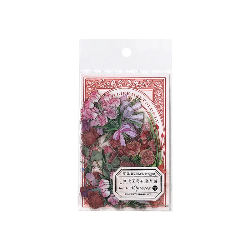 30 יח 'צבעי מים וינטג' צמח פראי פרח Washi מדבקות עבור עיצוב אלבומים היומן המתכנן - 4