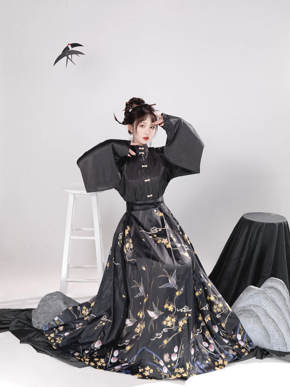 2023 סינית עתיקה שושלת מינג נשים, בגדי אופנה חדשה סגנון שרוול ארוך ארוך רופף שמלת רטרו יומי פיות hanfu להגדיר - 4